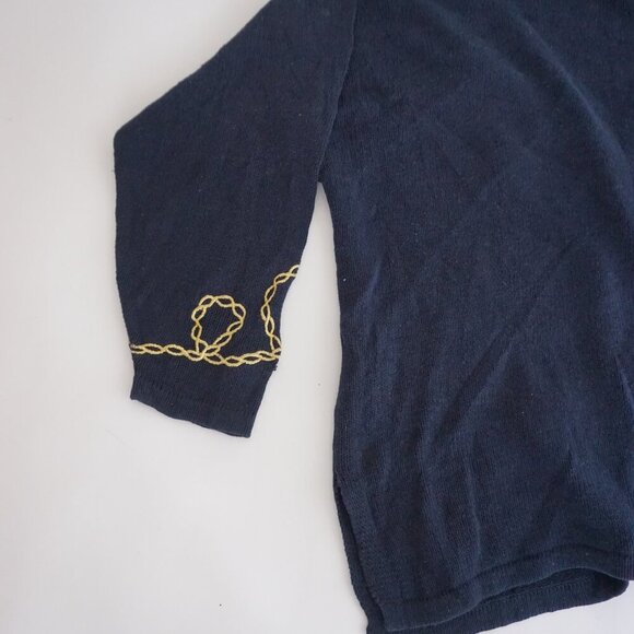 Vintage Maggie Lawrence Navy Gold Sun Chain Embroidered Knit Cardigan 22/24 - Picture 12 of 13